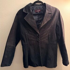 Vintage 90s Dollhouse Black Women's Suede Leather Jacket